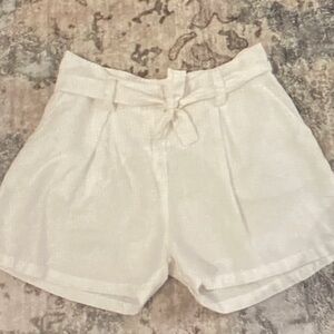 High Waist White Tie Shorts